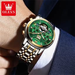 OLEVS 9910 Mens Watch Original Luxury Brand Waterproof Luminous Automatic Mechanical Watch Dual Calendar Watch Box Reloj