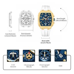 CURREN Luxury Vintage Watch for Men Sports Chronograph Quartz Wristwatches with Silicone Strap,Date,Luminous