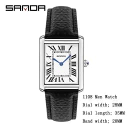 SANDA 9031/1108 Luxury Couple Quartz Watches for Men & Women, Waterproof Sport Casual Watch, Scratch Resistant Leather Strap