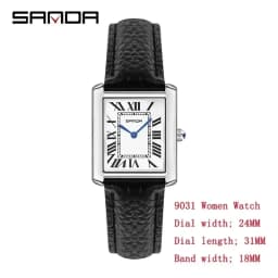 SANDA 9031/1108 Luxury Couple Quartz Watches for Men & Women, Waterproof Sport Casual Watch, Scratch Resistant Leather Strap