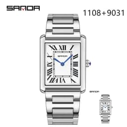 SANDA 9031/1108 Luxury Couple Quartz Watches for Men & Women, Waterproof Sport Casual Watch, Scratch Resistant Leather Strap