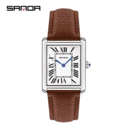SANDA 9031/1108 Luxury Couple Quartz Watches for Men & Women, Waterproof Sport Casual Watch, Scratch Resistant Leather Strap