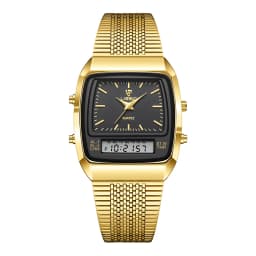 New Fashion Casual Watch Men Digital Dual Time Week Gold Sport 3bar Waterproof Quartz Wristwatches Clock relogio masculino L1030