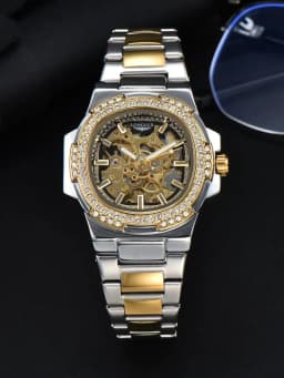 LONGLUX Automatic Man Watch Luxury Stainless Steel Wholesale Mechanical Wristwatches Skeleton Waterproof Diamond Watch Man Watch