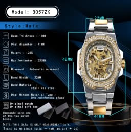 LONGLUX Automatic Man Watch Luxury Stainless Steel Wholesale Mechanical Wristwatches Skeleton Waterproof Diamond Watch Man Watch