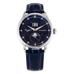 Sugess Moonphase Watch of Men 40mm Automatic Mechanical Wristwatches Origin ST2528 Movement Stainless Steel Blue Sandstone Dials