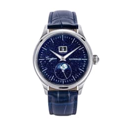 Sugess Moonphase Watch of Men 40mm Automatic Mechanical Wristwatches Origin ST2528 Movement Stainless Steel Blue Sandstone Dials