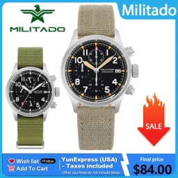 Militado ML1868KF Retro VK67 Quartz Chronograph Watch Stainless Steel Case 3 Dial Waterproof 100M Multifunction Military Watch