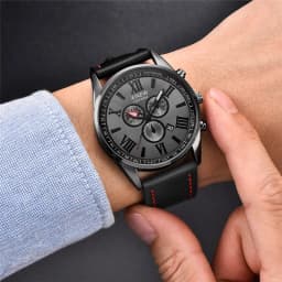 Original XINEW Brand Men Watches Boys Fashion Casual Leather Band Date Quartz Wrist Watch Black Montre Homme Reloj Hombre 2025