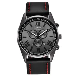 Original XINEW Brand Men Watches Boys Fashion Casual Leather Band Date Quartz Wrist Watch Black Montre Homme Reloj Hombre 2025