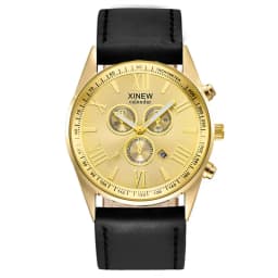 Original XINEW Brand Men Watches Boys Fashion Casual Leather Band Date Quartz Wrist Watch Black Montre Homme Reloj Hombre 2025