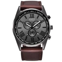 Original XINEW Brand Men Watches Boys Fashion Casual Leather Band Date Quartz Wrist Watch Black Montre Homme Reloj Hombre 2025