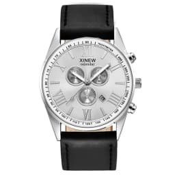 Original XINEW Brand Men Watches Boys Fashion Casual Leather Band Date Quartz Wrist Watch Black Montre Homme Reloj Hombre 2025
