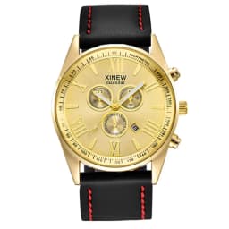 Original XINEW Brand Men Watches Boys Fashion Casual Leather Band Date Quartz Wrist Watch Black Montre Homme Reloj Hombre 2025
