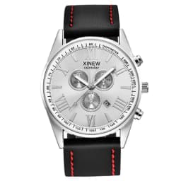 Original XINEW Brand Men Watches Boys Fashion Casual Leather Band Date Quartz Wrist Watch Black Montre Homme Reloj Hombre 2025