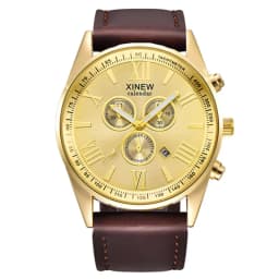 Original XINEW Brand Men Watches Boys Fashion Casual Leather Band Date Quartz Wrist Watch Black Montre Homme Reloj Hombre 2025