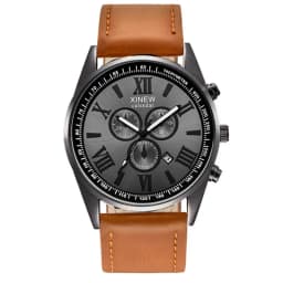 Original XINEW Brand Men Watches Boys Fashion Casual Leather Band Date Quartz Wrist Watch Black Montre Homme Reloj Hombre 2025