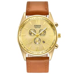 Original XINEW Brand Men Watches Boys Fashion Casual Leather Band Date Quartz Wrist Watch Black Montre Homme Reloj Hombre 2025