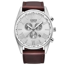 Original XINEW Brand Men Watches Boys Fashion Casual Leather Band Date Quartz Wrist Watch Black Montre Homme Reloj Hombre 2025