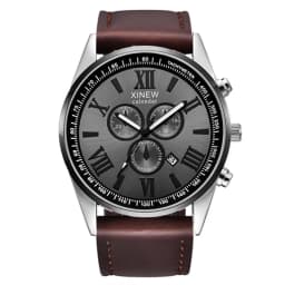 Original XINEW Brand Men Watches Boys Fashion Casual Leather Band Date Quartz Wrist Watch Black Montre Homme Reloj Hombre 2025