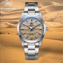 ADDIESDIVE Hot Sale AD2030 Without LOGO Watch Stainless Steel 100M Waterproof Quartz Watches 3D Sand Dial Men's Wristwatch Dress