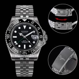 Sugess GMT Diving Watch of Men Automatic Mechanical Waterproof Wristwatches Peacock SL3032 Movement Ceramic Bezel Jubille Band