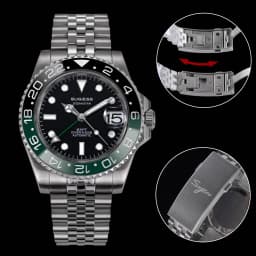 Sugess GMT Diving Watch of Men Automatic Mechanical Waterproof Wristwatches Peacock SL3032 Movement Ceramic Bezel Jubille Band