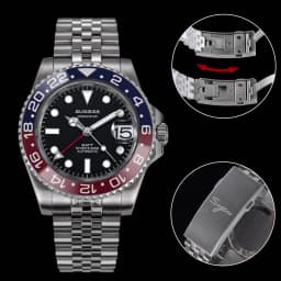 Sugess GMT Diving Watch of Men Automatic Mechanical Waterproof Wristwatches Peacock SL3032 Movement Ceramic Bezel Jubille Band