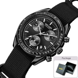 MEGIR New Luxury Men's Watches Canvas Weaving Strap Sport Automatic Chronograph Quartz Waterproof Wristwatch for Male 2247