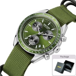 MEGIR New Luxury Men's Watches Canvas Weaving Strap Sport Automatic Chronograph Quartz Waterproof Wristwatch for Male 2247