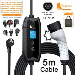Feyree EV Charger Type2 16A 3.5kW Portable Charging Box 5M Cable GBT Socket Type1 J1772 Adapter for Electric Vehicle Car Charger