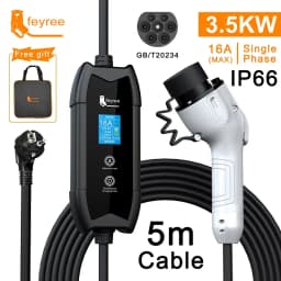 Feyree EV Charger Type2 16A 3.5kW Portable Charging Box 5M Cable GBT Socket Type1 J1772 Adapter for Electric Vehicle Car Charger