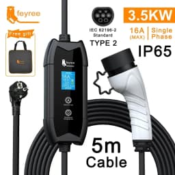 Feyree EV Charger Type2 16A 3.5kW Portable Charging Box 5M Cable GBT Socket Type1 J1772 Adapter for Electric Vehicle Car Charger