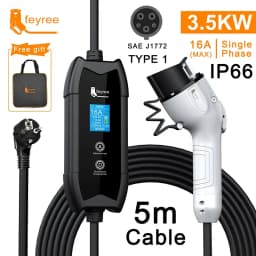 Feyree EV Charger Type2 16A 3.5kW Portable Charging Box 5M Cable GBT Socket Type1 J1772 Adapter for Electric Vehicle Car Charger