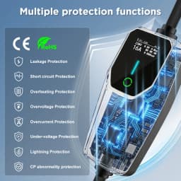 Junsun Type 2 Mode 2 Portable EV Charger 3.5kW 7.4kW 11kW 22kW 6A-32A Adjustable Current IP65 LCD Display Scheduled Charging EU Stock for Electric Cars
