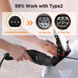 Junsun Type 2 App control Portable EV Charger 6 8 10 13 16 20 24 32A Current Adjustable IP65 Waterproof 3 6KW 7KW Compatible Scheduled Charging Function Touch Button Control Panel 2 Year Warranty for EU Plug Electric Car Hybrid
