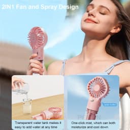 Portable Handheld Spray Fan Mini Humidifier Fan 4 Speeds Powerful Wind USB Rechargeable Water Spray Mist Fan Outdoor Small Fan