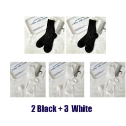 5 Pairs/Lot Women Hollow Mesh Tube Socks Ear Fungus Edge Socks Ins Trendy Spring Summer Loose Mouth Thin Style Girls Pile Socks