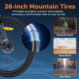 HillMiles MileTrail Electric Mountain Bike, 250W, 36V 13Ah Battery, 25km/h, Front Suspension, 7-Speed, Mechanical Disc Brakes