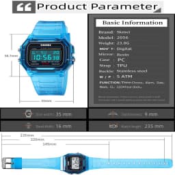 Skmei Women Digital Watches Fashion Transparent Case TPU Strap Led Waterproof Swimming Sports Wristwatch Female Alarm Clock