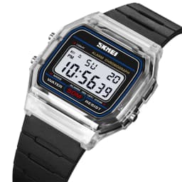 Skmei Women Digital Watches Fashion Transparent Case TPU Strap Led Waterproof Swimming Sports Wristwatch Female Alarm Clock