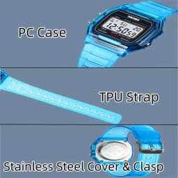Skmei Women Digital Watches Fashion Transparent Case TPU Strap Led Waterproof Swimming Sports Wristwatch Female Alarm Clock