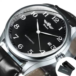 WINNER Fashion Business Watch for Men Calendar Classic Retro Automatic Mechanical Watches Top Brand Luxury Steel Leather Strap