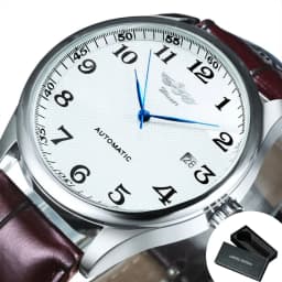 WINNER Fashion Business Watch for Men Calendar Classic Retro Automatic Mechanical Watches Top Brand Luxury Steel Leather Strap