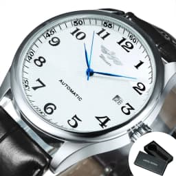 WINNER Fashion Business Watch for Men Calendar Classic Retro Automatic Mechanical Watches Top Brand Luxury Steel Leather Strap