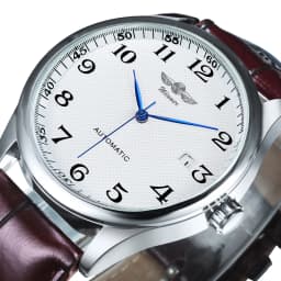 WINNER Fashion Business Watch for Men Calendar Classic Retro Automatic Mechanical Watches Top Brand Luxury Steel Leather Strap