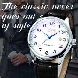 WINNER Fashion Business Watch for Men Calendar Classic Retro Automatic Mechanical Watches Top Brand Luxury Steel Leather Strap