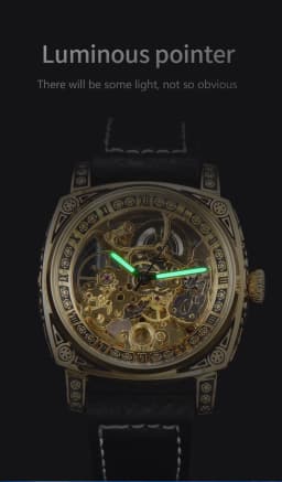 LONGLUX Automatic Watch Retro Style Wholesale Mechanical Wristwatches Skeleton Carve Waterproof Leather No Logo Mens Watch