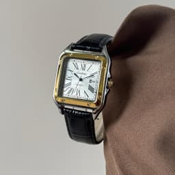 Men's Square Roman Numeral Quartz Watch, Luxury Stainless Steel Case, Black Leather Strap, Automatic Style Wristwatch, Waterproof, Business Dress Watch, Date Display, Elegant Watch, Suitable for Gentlemen's Casual and Formal Daily Wear