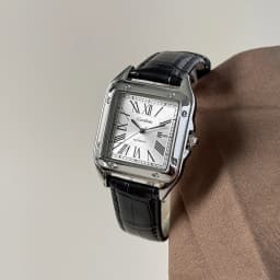 Men's Square Roman Numeral Quartz Watch, Luxury Stainless Steel Case, Black Leather Strap, Automatic Style Wristwatch, Waterproof, Business Dress Watch, Date Display, Elegant Watch, Suitable for Gentlemen's Casual and Formal Daily Wear